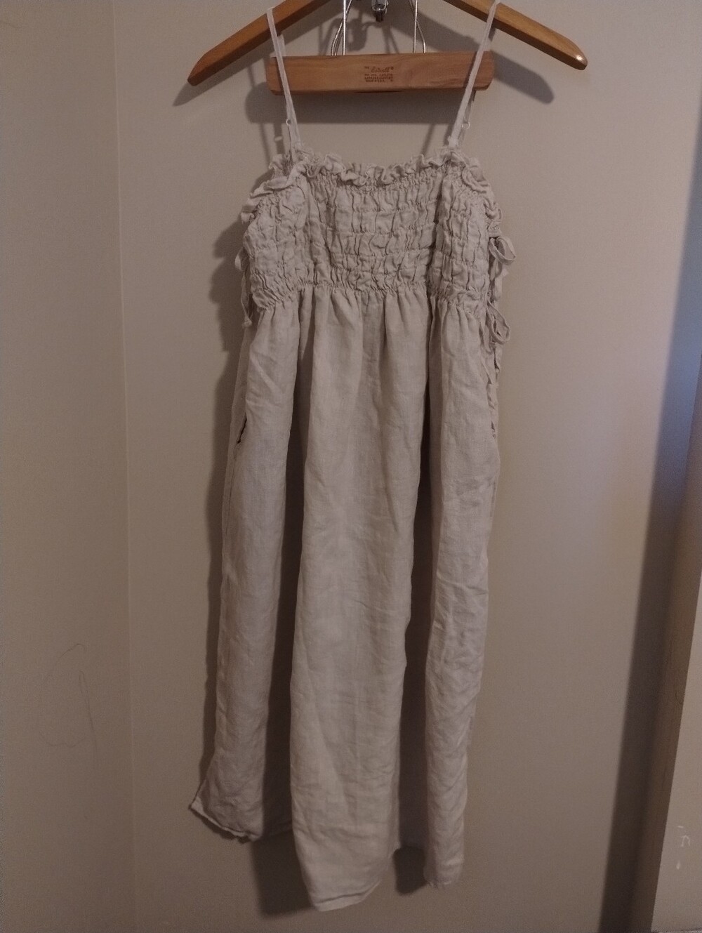 Womans Cream Smocked Linen Sundress